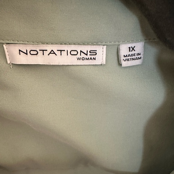 Notations Slaying Button Down Top in Sage - Picture 5 of 6